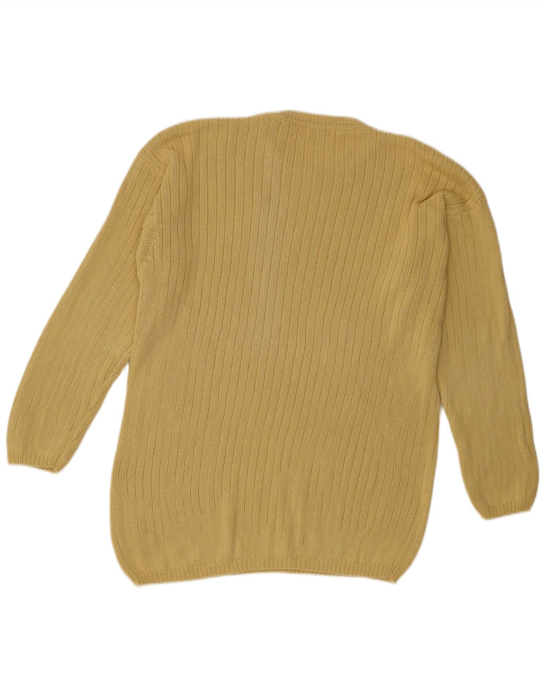 Suéter feminino vintage com gola redonda, amarelo médio