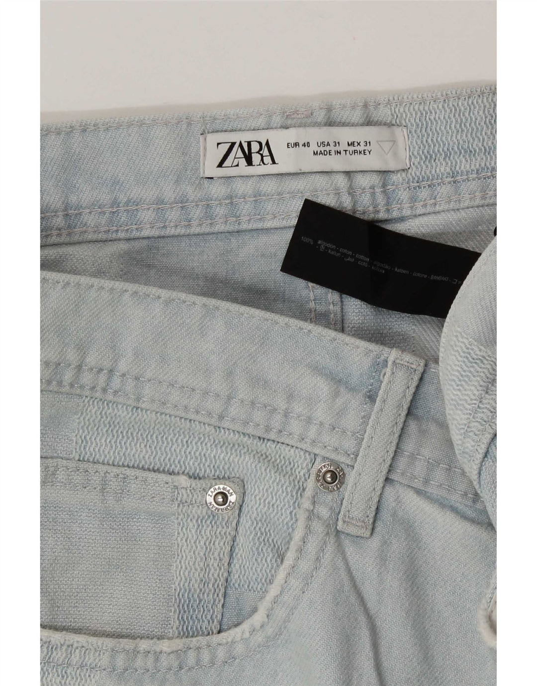 Zara Mens Denim Shorts EU 40 Médio W31 Azul Patchwork Algodão