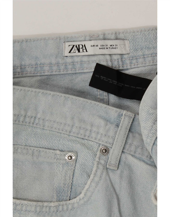 Zara Mens Denim Shorts EU 40 Médio W31 Azul Patchwork Algodão