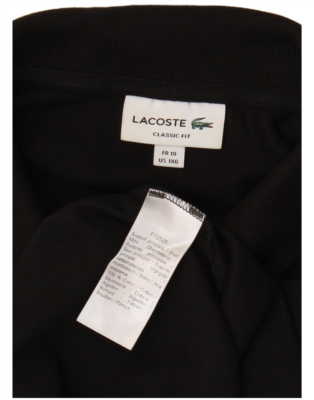 Camisa polo masculina LACOSTE Classic Fit tamanho 10 5XL algodão preto