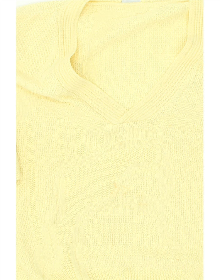 VINTAGE Womens V-Neck Jumper Sweater IT 54 3XL Yellow Acrylic | Vintage Vintage | Thrift | Second-Hand Vintage | Used Clothing | Messina Hembry 