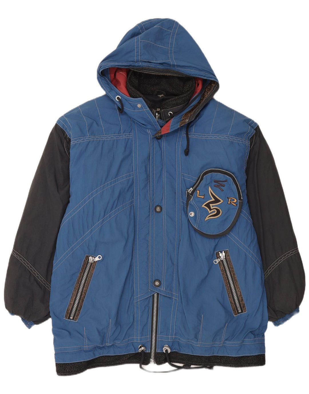 Jaqueta de esqui com capuz gráfico masculino Magic Venture 2XL azul colorblock poliamida