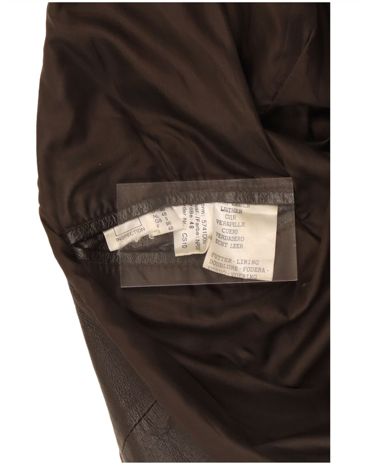 Jaqueta de couro masculina VINTAGE solta ajuste Reino Unido 36 couro marrom pequeno