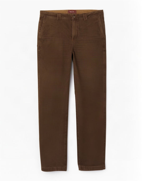 Calça chino reta masculina Marlboro Classics W38 L34 algodão marrom
