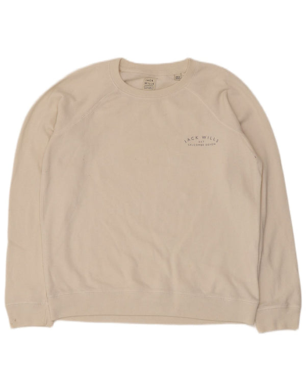 Jack Wills moletom feminino jumper Reino Unido 14 grande algodão branco