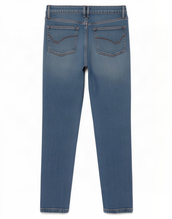 Jeans femininos White Stuff com ajuste relaxado e ajuste fino Reino Unido 12 médio W28 L27 algodão azul