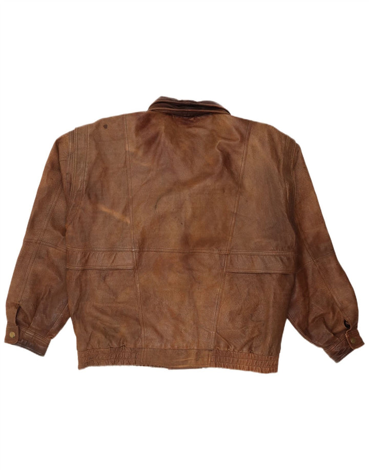 Jaqueta de couro masculina vintage UK 44 2XL couro marrom