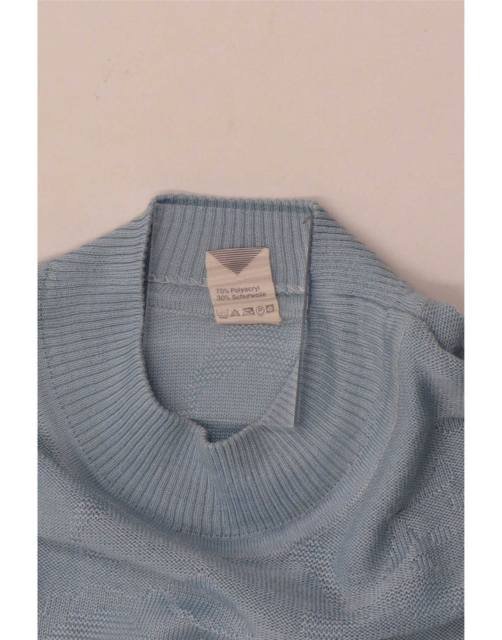 Suéter feminino vintage com gola tartaruga IT 46 grande azul poliacrílico