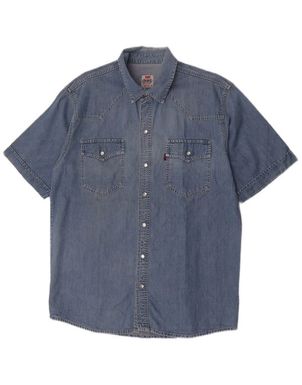 Camisa jeans masculina de manga curta Levi's azul médio