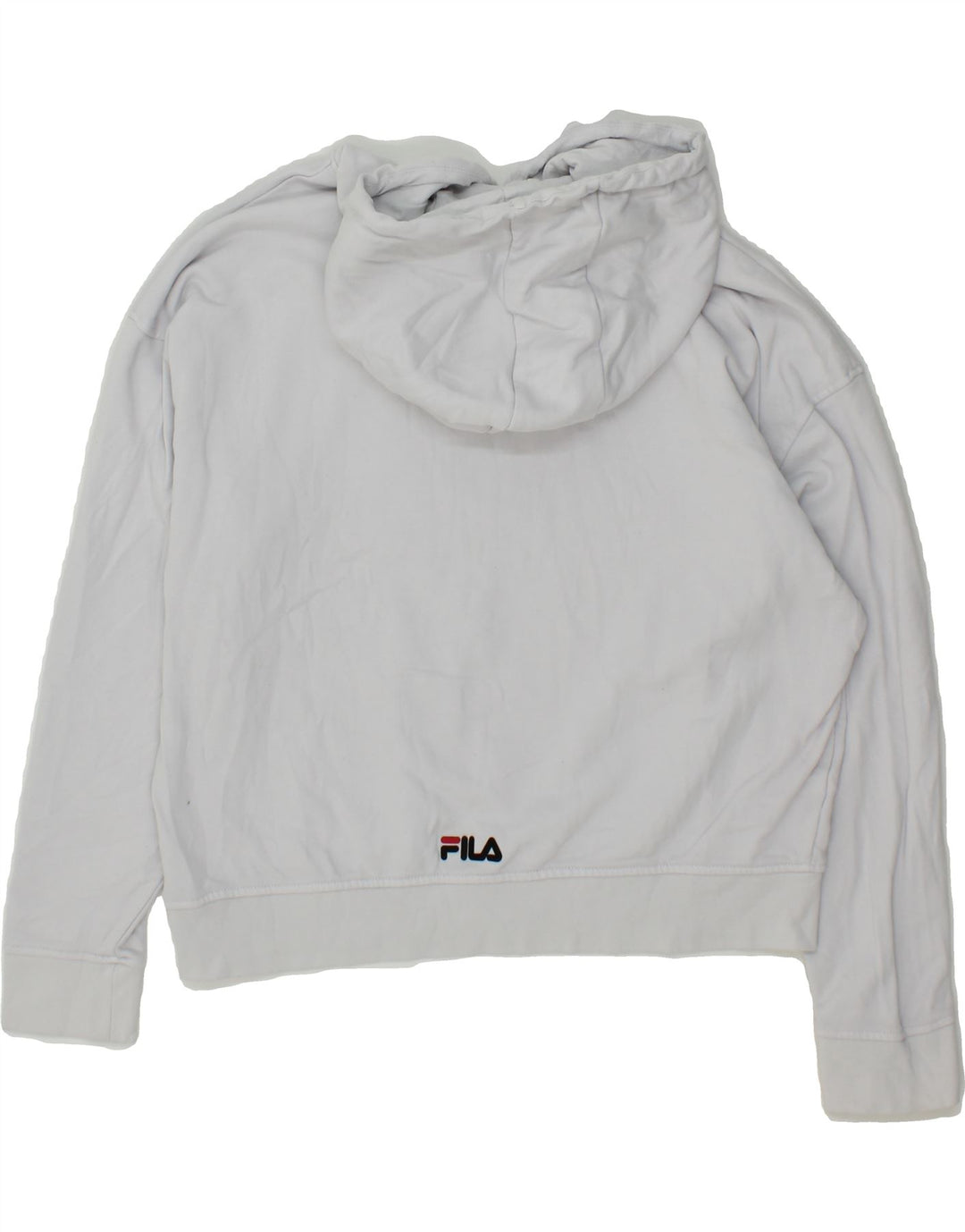 FILA Womens Graphic Hoodie Jumper UK 14 Medium Off White Cotton Vintage Fila and Second-Hand Fila from Messina Hembry 