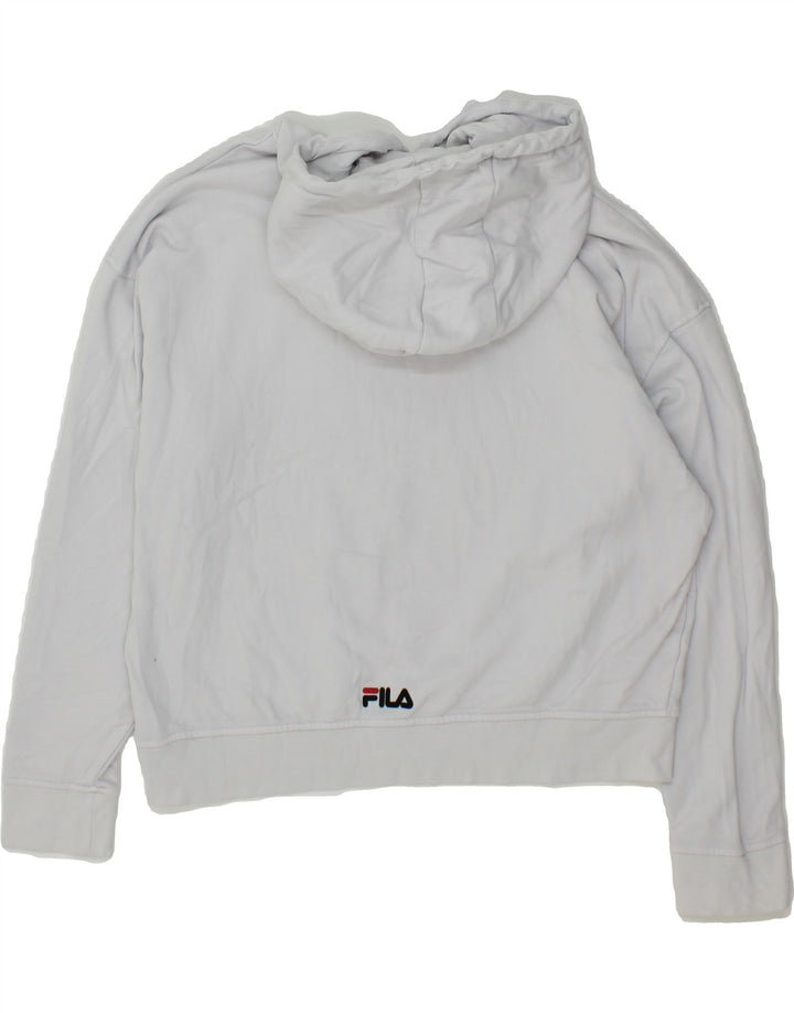 FILA Womens Graphic Hoodie Jumper UK 14 Medium Off White Cotton Vintage Fila and Second-Hand Fila from Messina Hembry 