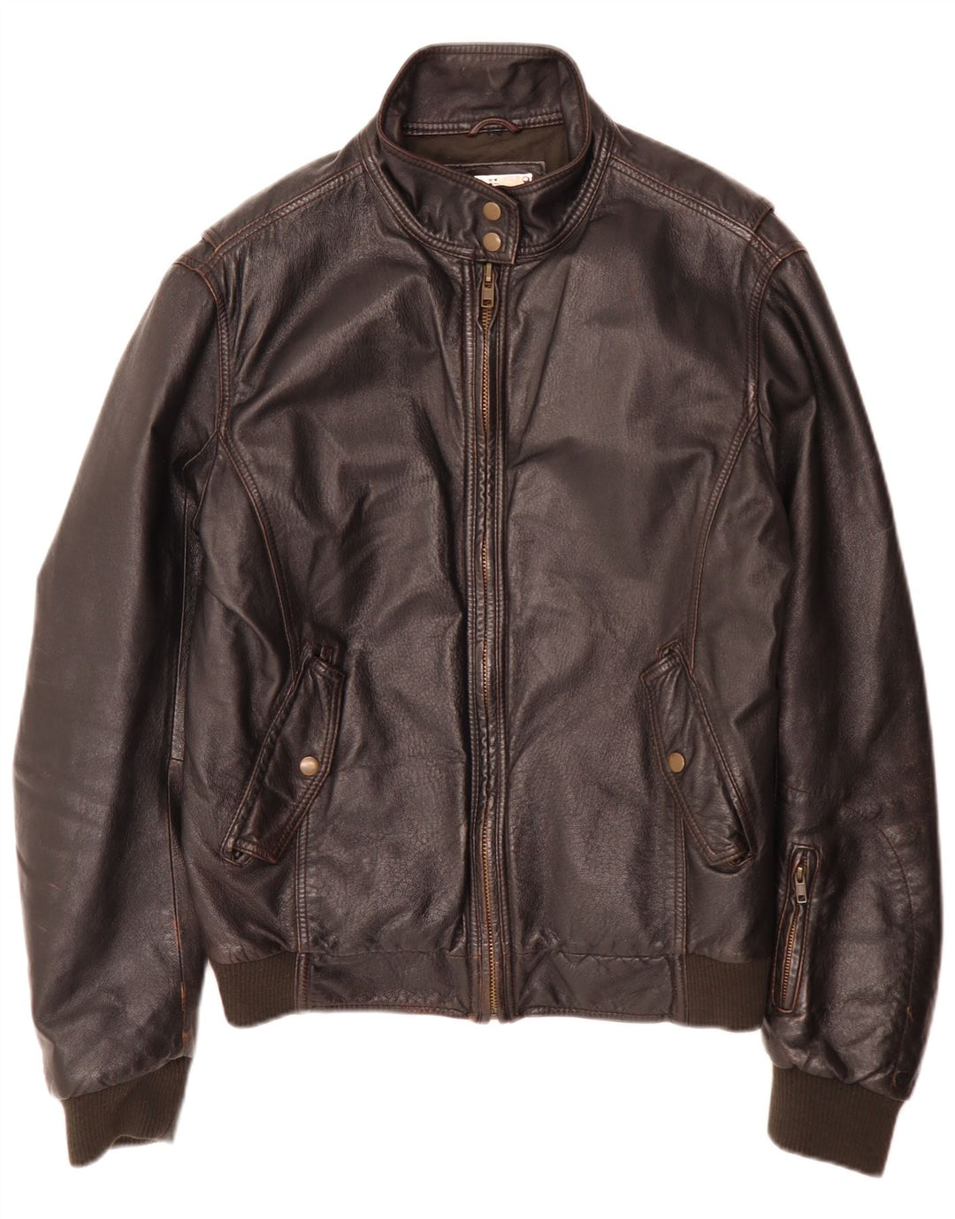 Jaqueta bomber de couro masculina vintage IT 52 XL marrom retrô