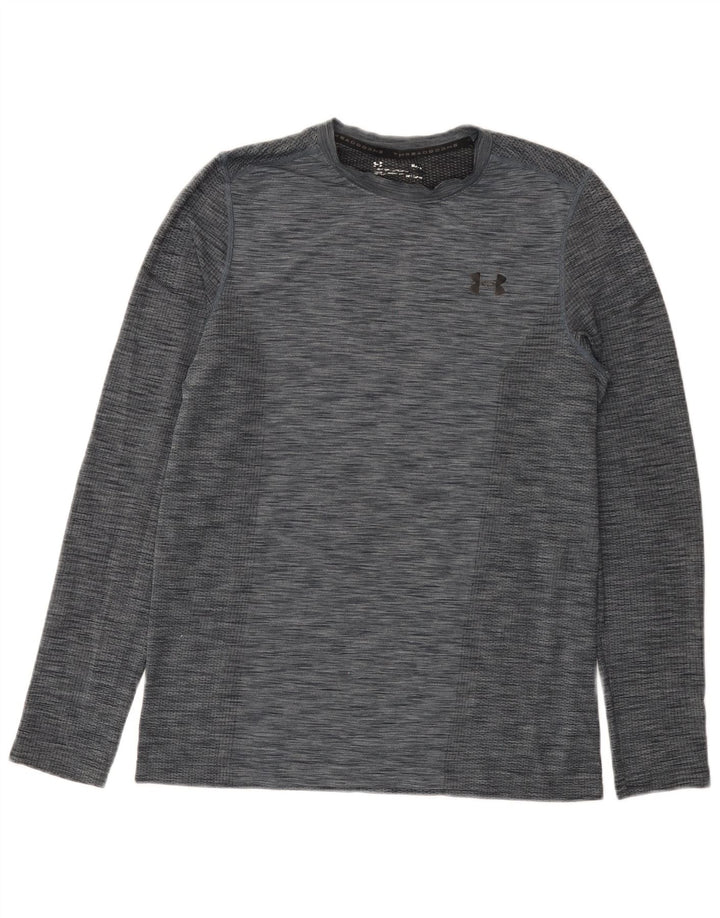 Under Armour Masculino Heat Gear Top manga comprida cinza médio manchado