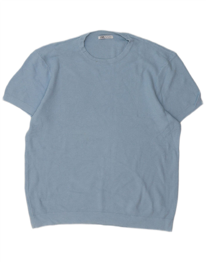 Camiseta masculina ZARA Top grande azul