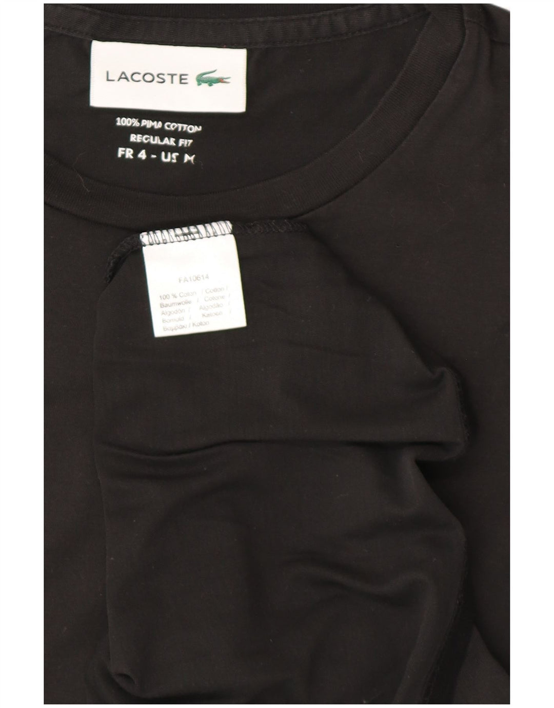 Camiseta masculina Lacoste Regular Fit tamanho 4 médio algodão preto