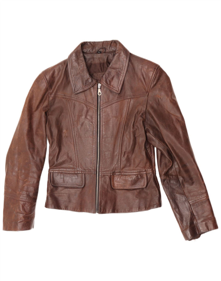 Jaqueta de couro feminina vintage Reino Unido 14 grande couro marrom