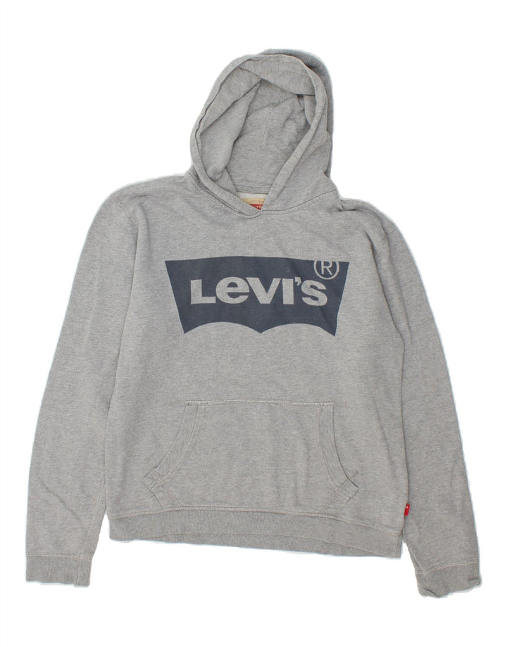 LEVI'S Boys Graphic Hoodie Jumper 15-16 Years Grey Cotton Vintage Levi's and Second-Hand Levi's from Messina Hembry 