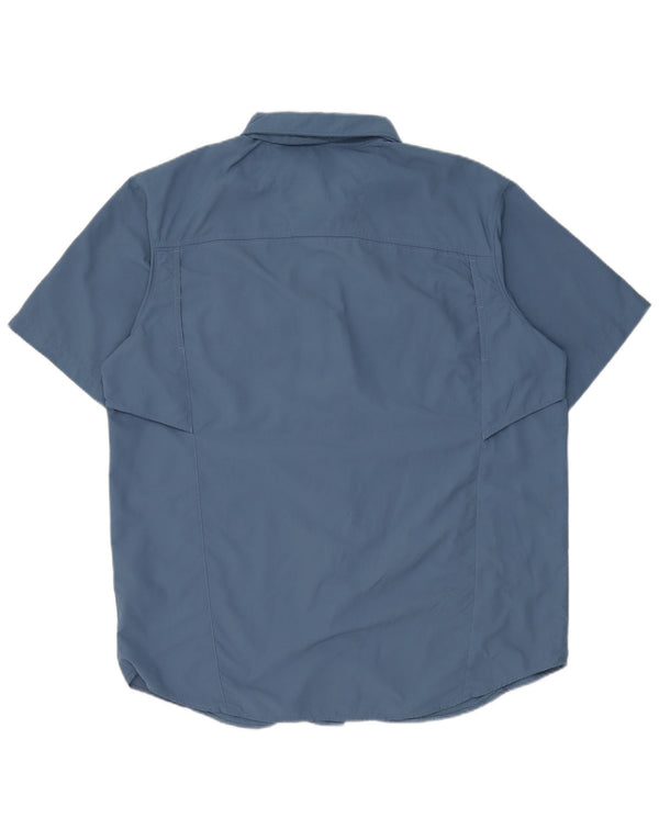 Camisa masculina Columbia Omni-Shade de manga curta grande azul nylon