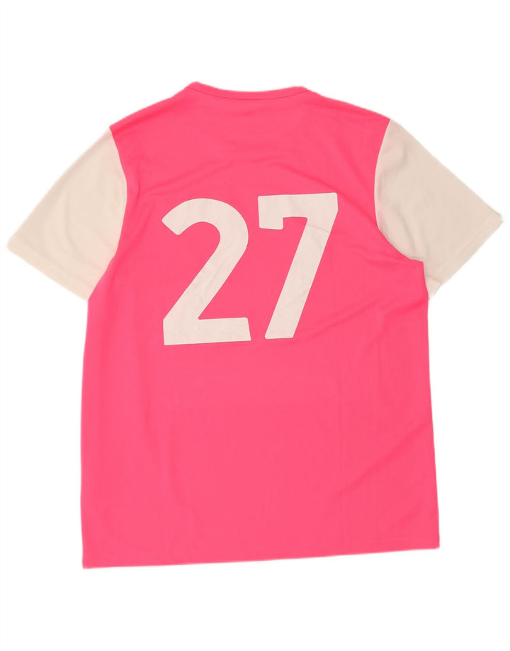 ADIDAS Mens Climalite Graphic T-Shirt Top Grande Rosa Colorblock Poliéster