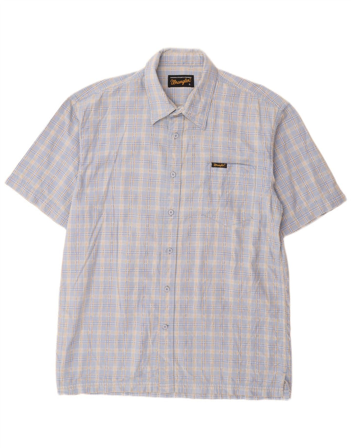 Camisa masculina de manga curta WRANGLER grande algodão xadrez azul