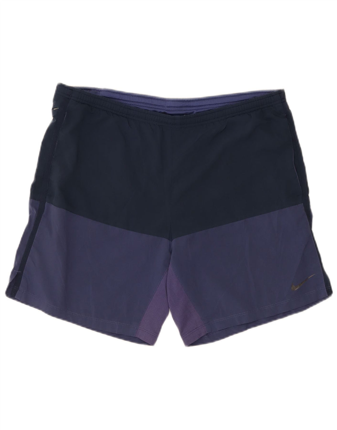 Shorts esportivos masculinos Nike Dri Fit médio azul marinho colorblock poliéster