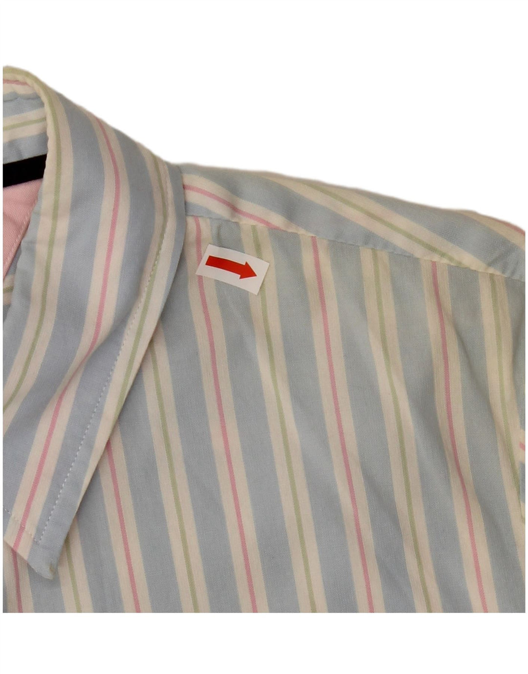 Camisa feminina de manga curta TOMMY HILFIGER EUA 6 algodão listrado azul médio