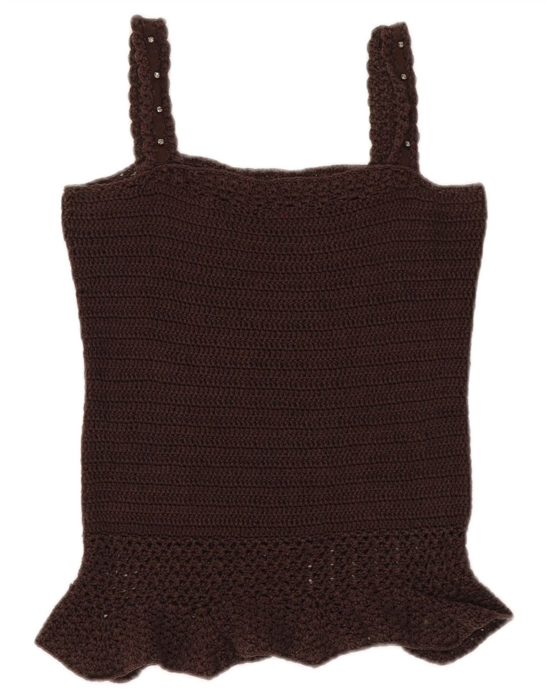 Top feminino de crochê e crochê Max & Co. Reino Unido 12 marrom médio
