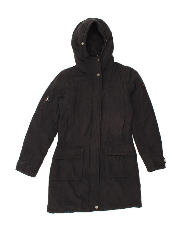CANADIENS Womens Hooded Windbreaker Coat IT 42 Medium Black Cotton Vintage Canadiens and Second-Hand Canadiens from Messina Hembry 