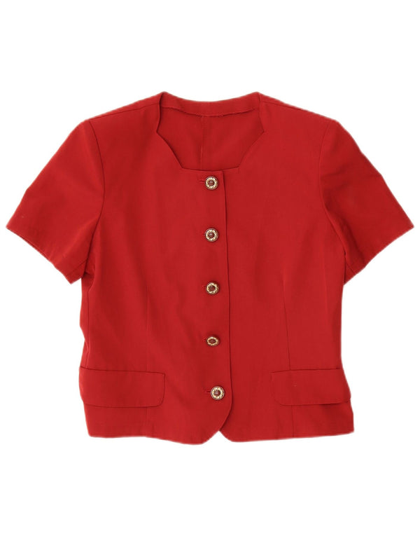 Conjunto de saia feminina vintage com 5 botões e 2 peças Reino Unido 12 médio W30 vermelho