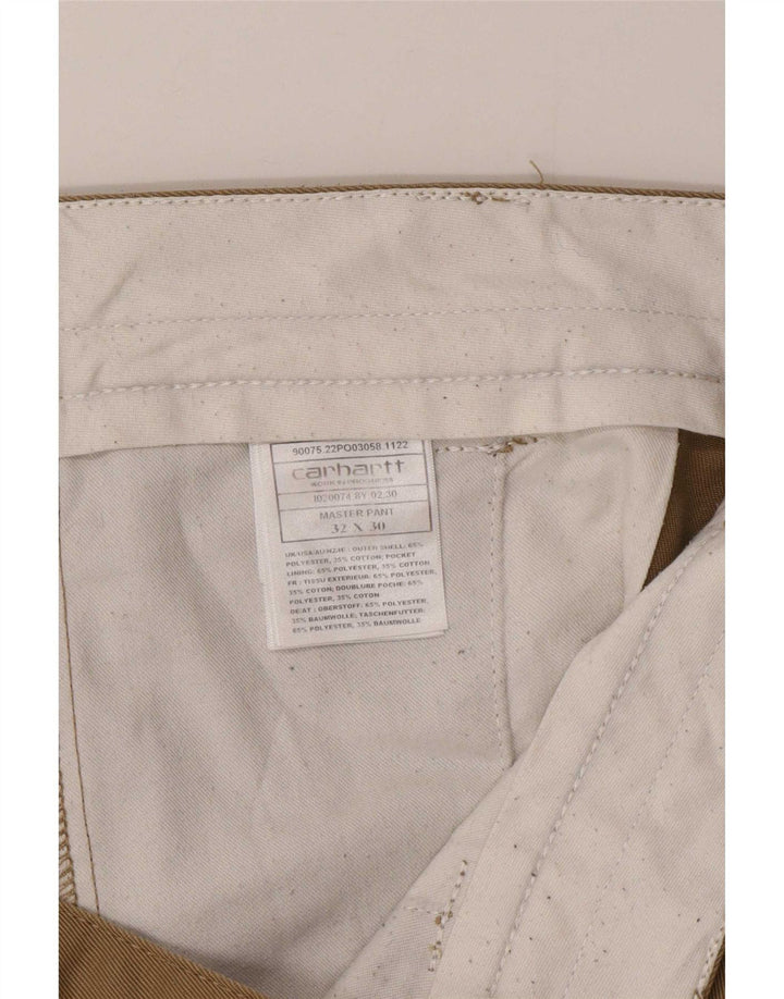 Carhartt Mens Slim Chino Calças W32 L30 Poliéster Bege