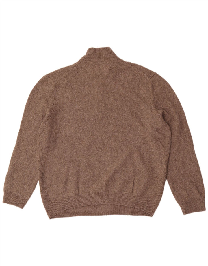 Suéter masculino Marks & Spencer com zíper e gola 2XL lã marrom