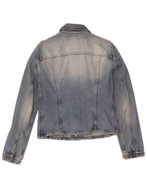 Jaqueta jeans feminina Benetton UK 12 algodão azul médio