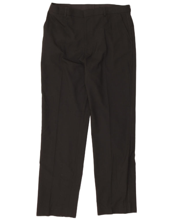 Calça masculina de terno reto Marks & Spencer W36 L33 poliéster preto