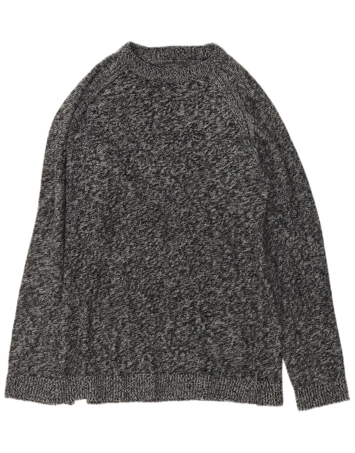 JACK & JONES Suéter masculino com gola canoa pequeno cinza manchado