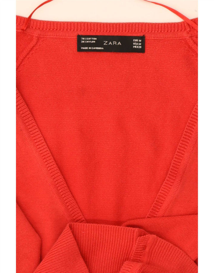 Suéter cardigã feminino Zara Reino Unido 12 algodão vermelho médio