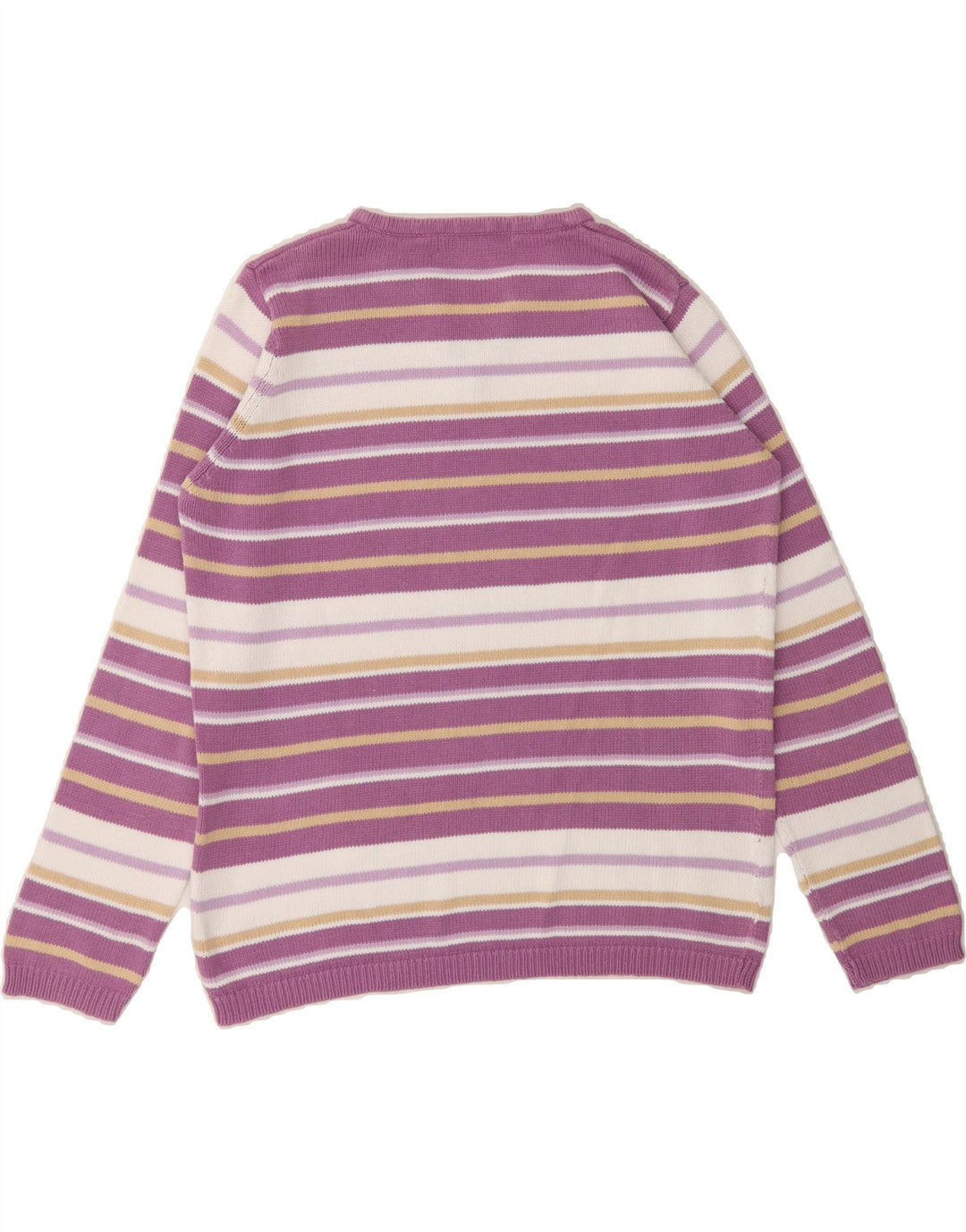 EWM Womens V-Neck Jumper Sweater UK 14 Medium Purple Striped Cotton Vintage EWM and Second-Hand EWM from Messina Hembry 