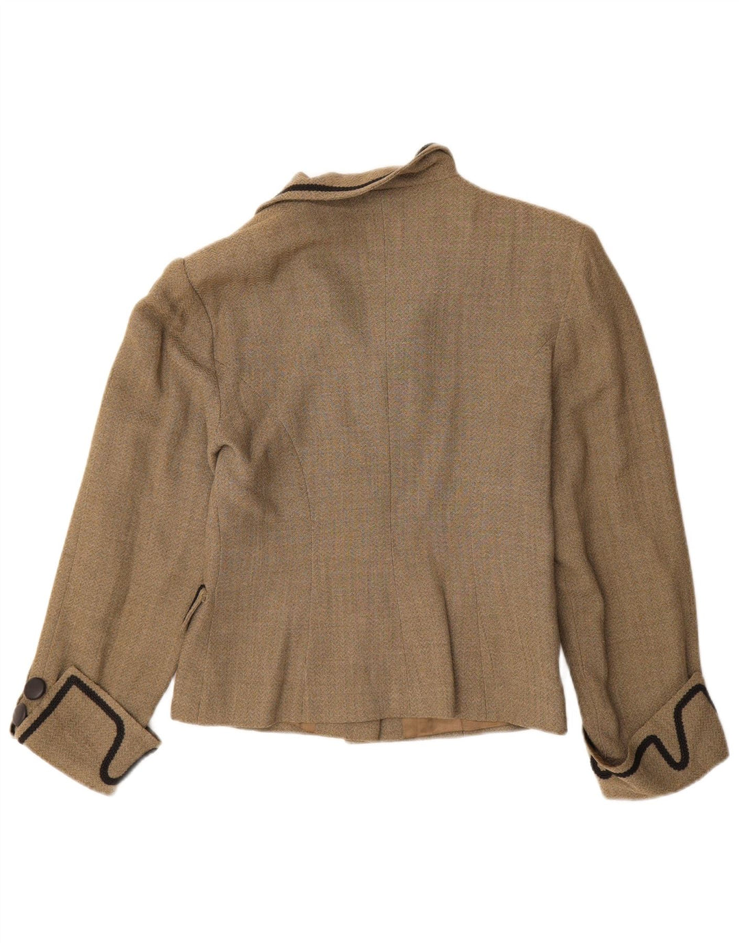 Jaqueta blazer vintage feminina com 4 botões Reino Unido 8 pequena bege