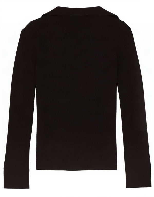 Suéter cardigã feminino Massimo Dutti UK 10 pequeno lã preta