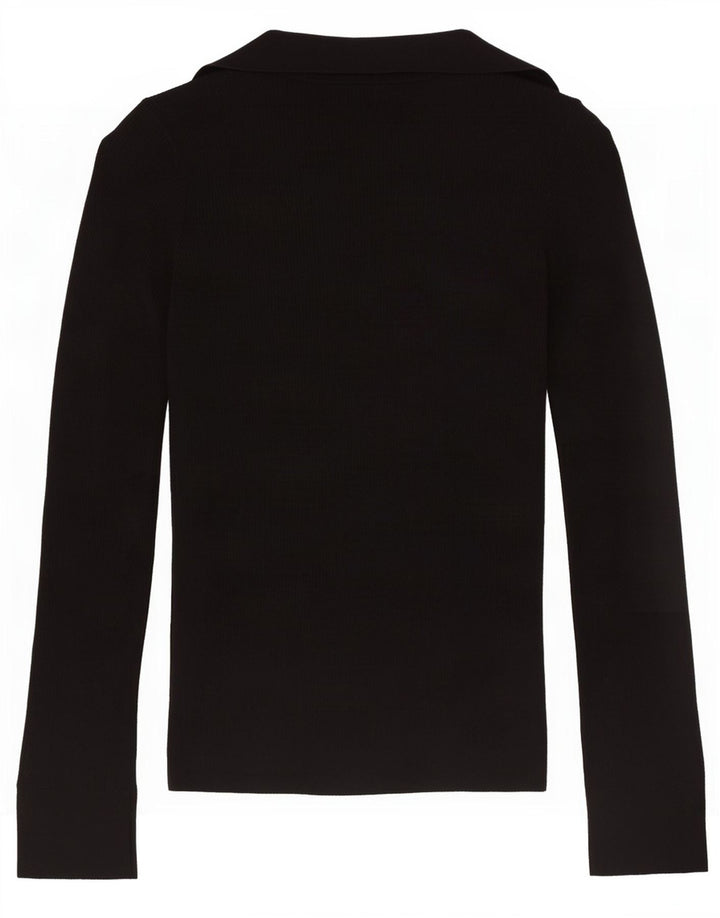 Suéter cardigã feminino Massimo Dutti UK 10 pequeno lã preta
