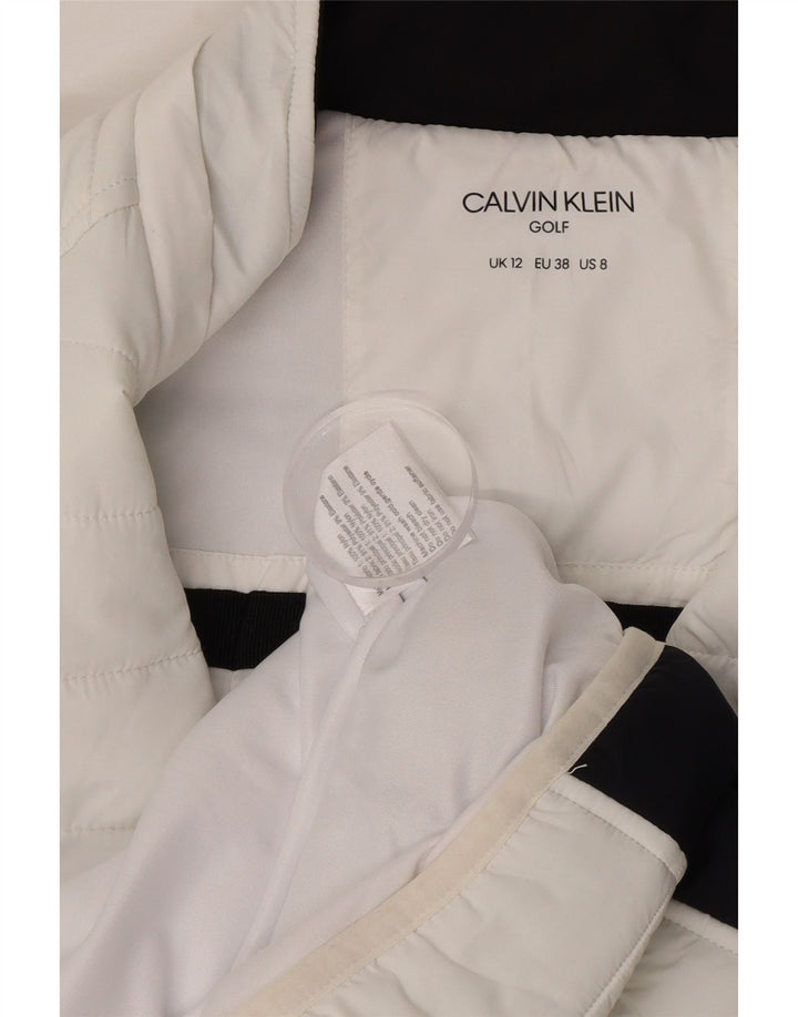 Jaqueta acolchoada de golfe feminina Calvin Klein UK 12 médio branco colorblock