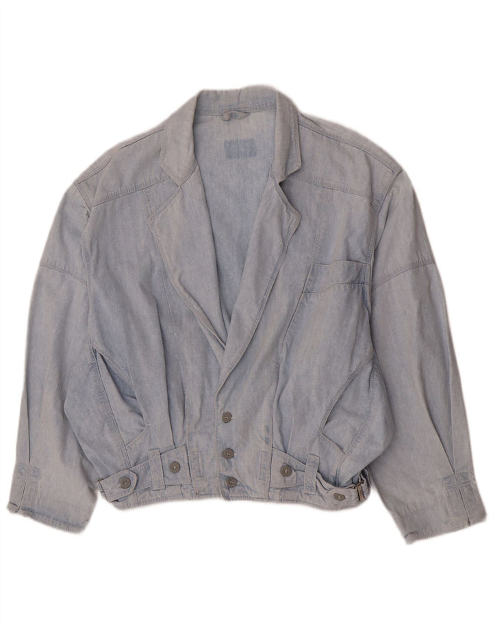 Jaqueta jeans bomber masculina vintage Reino Unido 36 azul pequeno