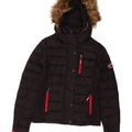 Jaqueta acolchoada com capuz feminina Superdry UK 10 poliéster preto pequeno