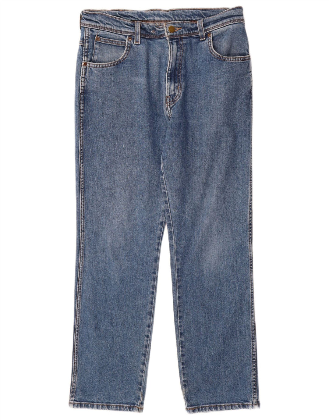 Calça jeans reta masculina WRANGLER regular fit W34 L30 algodão azul