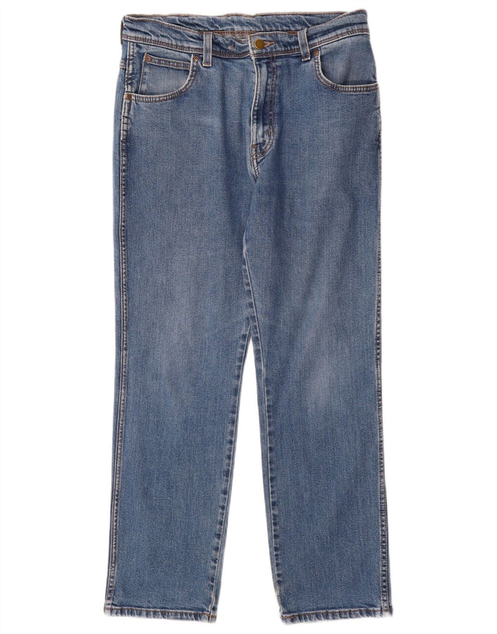 Calça jeans reta masculina WRANGLER regular fit W34 L30 algodão azul