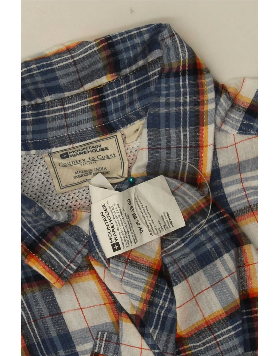 Camisa curta da luva dos homens do armazém da montanha poliéster azul pequeno da verificação