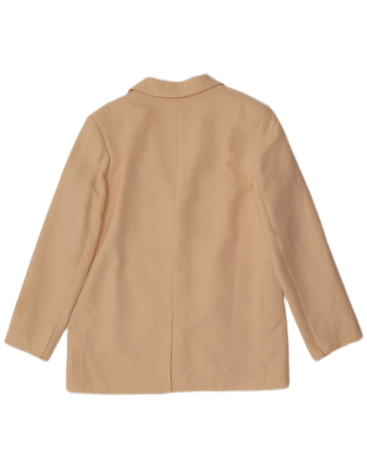 Jaqueta blazer oversized Zara feminina com 2 botões UK 10 poliéster bege pequeno