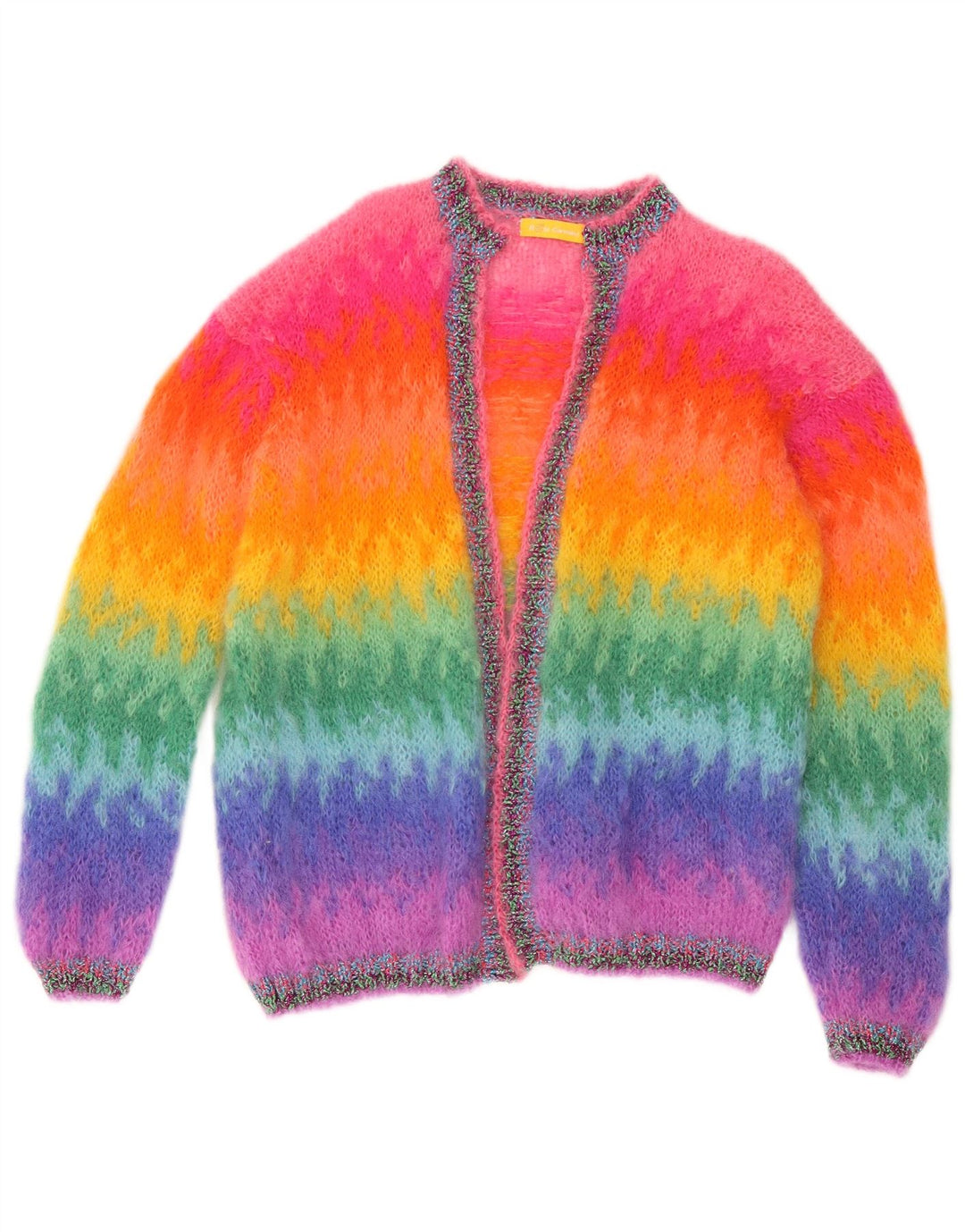 Suéter Cardigan Feminino Vintage Reino Unido 14 Médio Multicolorido Colorido