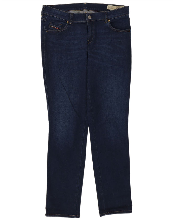 Diesel feminino D-Sandy Regular Straight Jeans W34 L34 Azul Marinho Algodão