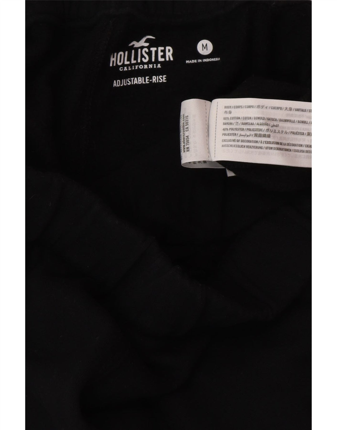 Calça de treino masculina HOLLISTER de algodão preto médio
