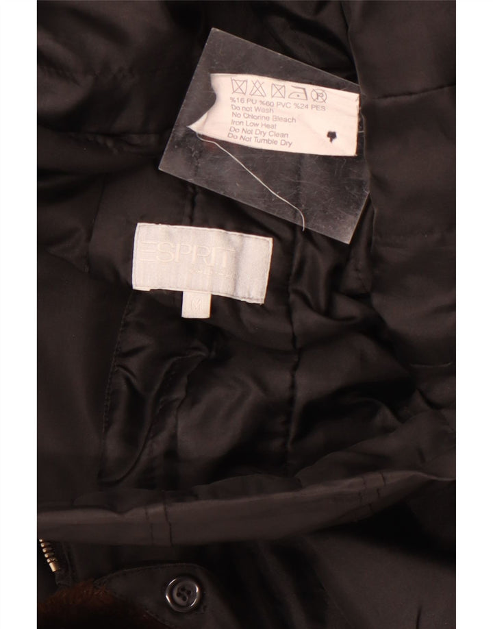 Sobretudo feminino Esprit UK 14 polivinil preto médio